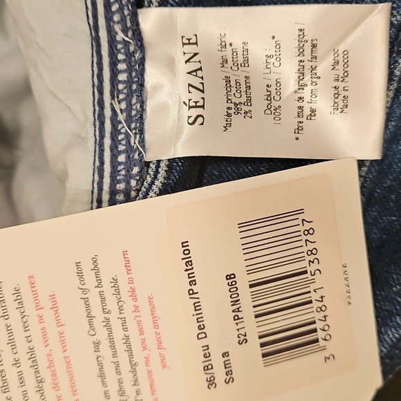 💕SEZANE💕 Sama High Waisted Tapered Jeans ~ Blue Denim 36 EU = US 4 NWT - Picture 16 of 16